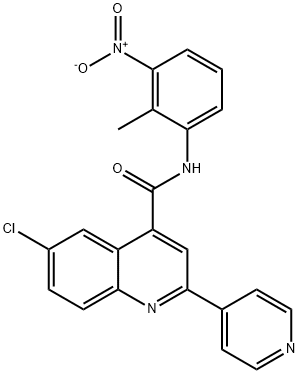 6-chloro-N-(2-methyl-3-nitrophenyl)-2-pyridin-4-ylquinoline-4-carboxamide Struktur