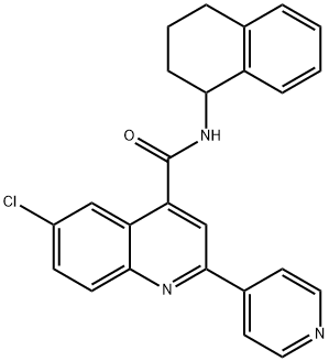 6-chloro-2-pyridin-4-yl-N-(1,2,3,4-tetrahydronaphthalen-1-yl)quinoline-4-carboxamide Struktur