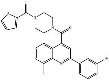 [4-[2-(3-bromophenyl)-8-methylquinoline-4-carbonyl]piperazin-1-yl]-(furan-2-yl)methanone Struktur