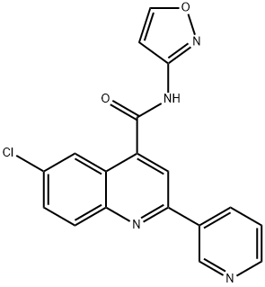 6-chloro-N-(1,2-oxazol-3-yl)-2-pyridin-3-ylquinoline-4-carboxamide Struktur