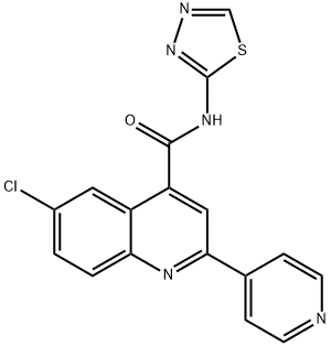 6-chloro-2-pyridin-4-yl-N-(1,3,4-thiadiazol-2-yl)quinoline-4-carboxamide Struktur