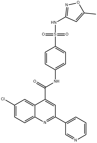 6-chloro-N-[4-[(5-methyl-1,2-oxazol-3-yl)sulfamoyl]phenyl]-2-pyridin-3-ylquinoline-4-carboxamide Struktur