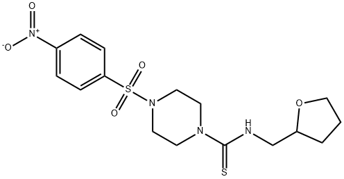 4-(4-nitrophenyl)sulfonyl-N-(oxolan-2-ylmethyl)piperazine-1-carbothioamide Struktur