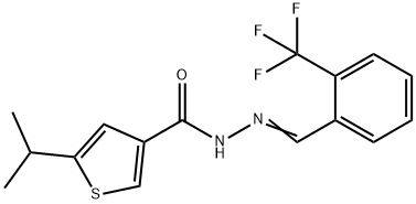 5-propan-2-yl-N-[(E)-[2-(trifluoromethyl)phenyl]methylideneamino]thiophene-3-carboxamide Struktur