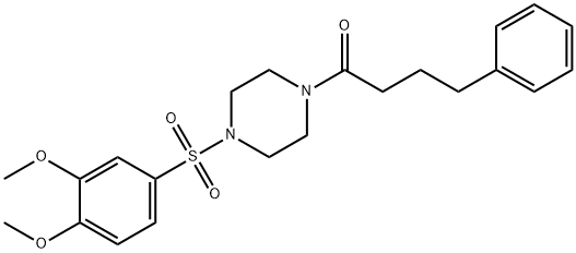 1-[4-(3,4-dimethoxyphenyl)sulfonylpiperazin-1-yl]-4-phenylbutan-1-one Struktur