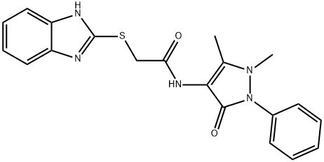 2-(1H-benzimidazol-2-ylsulfanyl)-N-(1,5-dimethyl-3-oxo-2-phenylpyrazol-4-yl)acetamide Struktur