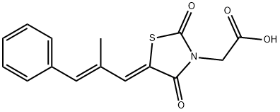 2-[(5Z)-5-[(E)-2-methyl-3-phenylprop-2-enylidene]-2,4-dioxo-1,3-thiazolidin-3-yl]acetic acid Struktur