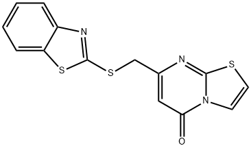 7-(1,3-benzothiazol-2-ylsulfanylmethyl)-[1,3]thiazolo[3,2-a]pyrimidin-5-one Struktur