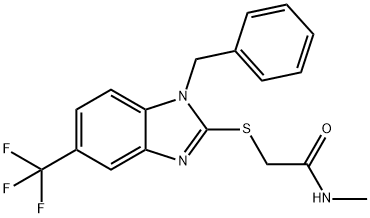 2-[1-benzyl-5-(trifluoromethyl)benzimidazol-2-yl]sulfanyl-N-methylacetamide Struktur