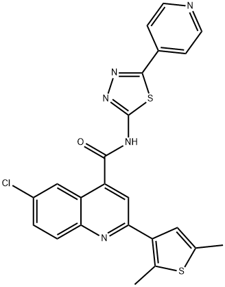 6-chloro-2-(2,5-dimethylthiophen-3-yl)-N-(5-pyridin-4-yl-1,3,4-thiadiazol-2-yl)quinoline-4-carboxamide Struktur