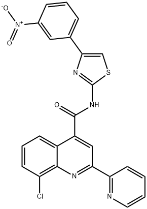 8-chloro-N-[4-(3-nitrophenyl)-1,3-thiazol-2-yl]-2-pyridin-2-ylquinoline-4-carboxamide Struktur