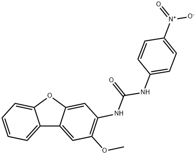 1-(2-methoxydibenzofuran-3-yl)-3-(4-nitrophenyl)urea Struktur