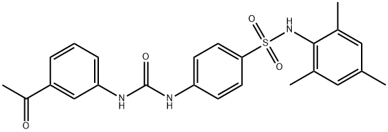 1-(3-acetylphenyl)-3-[4-[(2,4,6-trimethylphenyl)sulfamoyl]phenyl]urea Struktur