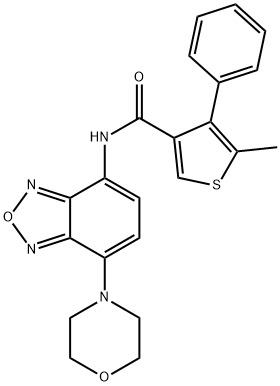 5-methyl-N-(4-morpholin-4-yl-2,1,3-benzoxadiazol-7-yl)-4-phenylthiophene-3-carboxamide Struktur