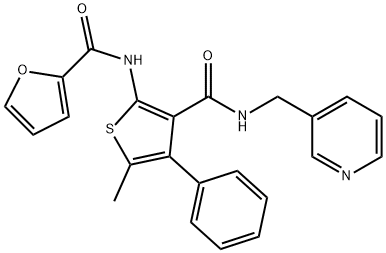 N-[5-methyl-4-phenyl-3-(pyridin-3-ylmethylcarbamoyl)thiophen-2-yl]furan-2-carboxamide Struktur