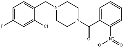 [4-[(2-chloro-4-fluorophenyl)methyl]piperazin-1-yl]-(2-nitrophenyl)methanone Struktur