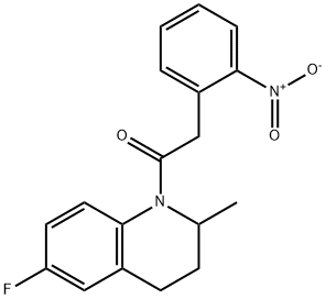 1-(6-fluoro-2-methyl-3,4-dihydro-2H-quinolin-1-yl)-2-(2-nitrophenyl)ethanone Struktur