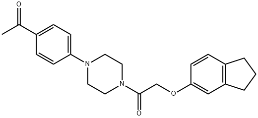 1-[4-(4-acetylphenyl)piperazin-1-yl]-2-(2,3-dihydro-1H-inden-5-yloxy)ethanone Struktur