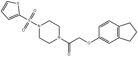 2-(2,3-dihydro-1H-inden-5-yloxy)-1-(4-thiophen-2-ylsulfonylpiperazin-1-yl)ethanone Struktur