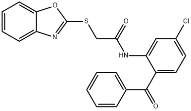 2-(1,3-benzoxazol-2-ylsulfanyl)-N-(2-benzoyl-5-chlorophenyl)acetamide Struktur