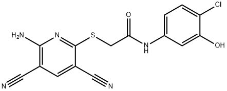 2-(6-amino-3,5-dicyanopyridin-2-yl)sulfanyl-N-(4-chloro-3-hydroxyphenyl)acetamide Struktur