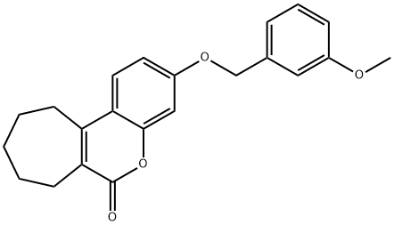 3-[(3-methoxyphenyl)methoxy]-8,9,10,11-tetrahydro-7H-cyclohepta[c]chromen-6-one Struktur