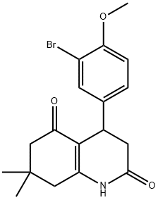 4-(3-bromo-4-methoxyphenyl)-7,7-dimethyl-3,4,6,8-tetrahydro-1H-quinoline-2,5-dione Struktur