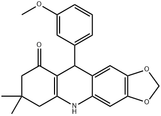 10-(3-methoxyphenyl)-7,7-dimethyl-5,6,8,10-tetrahydro-[1,3]benzodioxolo[5,6-b]quinolin-9-one Struktur