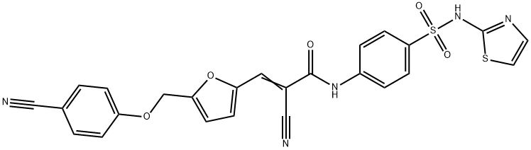 (E)-2-cyano-3-[5-[(4-cyanophenoxy)methyl]furan-2-yl]-N-[4-(1,3-thiazol-2-ylsulfamoyl)phenyl]prop-2-enamide Struktur