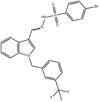 4-bromo-N-[(E)-[1-[[3-(trifluoromethyl)phenyl]methyl]indol-3-yl]methylideneamino]benzenesulfonamide Struktur