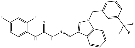 1-(2,4-difluorophenyl)-3-[(E)-[1-[[3-(trifluoromethyl)phenyl]methyl]indol-3-yl]methylideneamino]thiourea Struktur