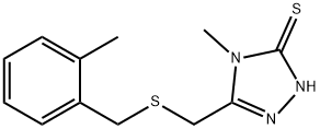 4-methyl-3-[(2-methylphenyl)methylsulfanylmethyl]-1H-1,2,4-triazole-5-thione Struktur