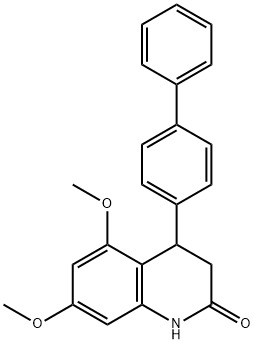 5,7-dimethoxy-4-(4-phenylphenyl)-3,4-dihydro-1H-quinolin-2-one Struktur