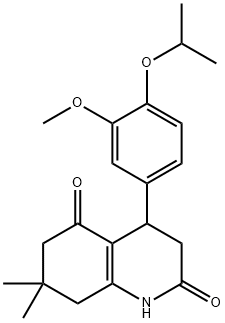 4-(3-methoxy-4-propan-2-yloxyphenyl)-7,7-dimethyl-3,4,6,8-tetrahydro-1H-quinoline-2,5-dione Struktur