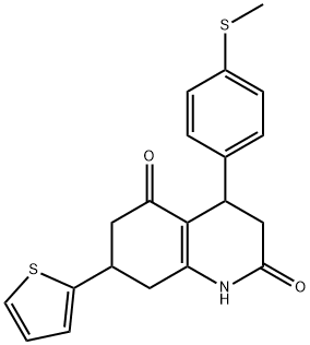 4-(4-methylsulfanylphenyl)-7-thiophen-2-yl-1,3,4,6,7,8-hexahydroquinoline-2,5-dione Struktur