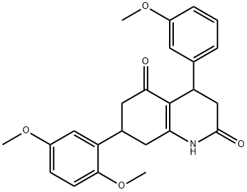 7-(2,5-dimethoxyphenyl)-4-(3-methoxyphenyl)-1,3,4,6,7,8-hexahydroquinoline-2,5-dione Struktur