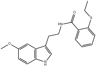 2-ethylsulfanyl-N-[2-(5-methoxy-1H-indol-3-yl)ethyl]benzamide Struktur