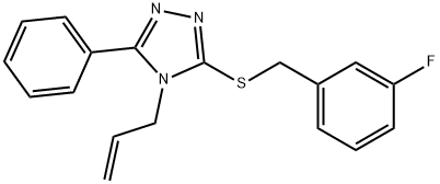 3-[(3-fluorophenyl)methylsulfanyl]-5-phenyl-4-prop-2-enyl-1,2,4-triazole Struktur