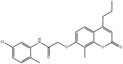 N-(5-chloro-2-methylphenyl)-2-(8-methyl-2-oxo-4-propylchromen-7-yl)oxyacetamide Struktur