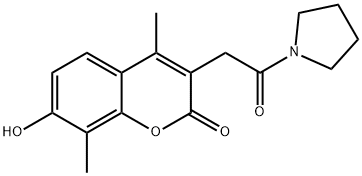 7-hydroxy-4,8-dimethyl-3-(2-oxo-2-pyrrolidin-1-ylethyl)chromen-2-one Struktur