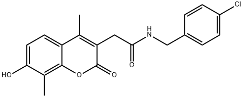 N-[(4-chlorophenyl)methyl]-2-(7-hydroxy-4,8-dimethyl-2-oxochromen-3-yl)acetamide Struktur