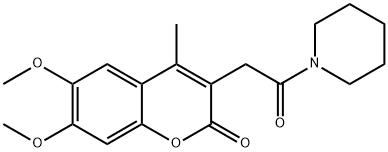 6,7-dimethoxy-4-methyl-3-(2-oxo-2-piperidin-1-ylethyl)chromen-2-one Struktur