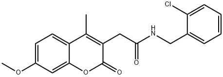 N-[(2-chlorophenyl)methyl]-2-(7-methoxy-4-methyl-2-oxochromen-3-yl)acetamide Struktur