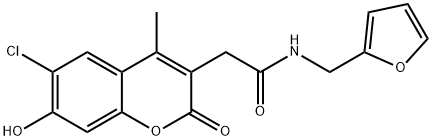 2-(6-chloro-7-hydroxy-4-methyl-2-oxochromen-3-yl)-N-(furan-2-ylmethyl)acetamide Struktur