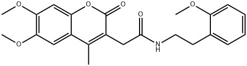 2-(6,7-dimethoxy-4-methyl-2-oxochromen-3-yl)-N-[2-(2-methoxyphenyl)ethyl]acetamide Struktur