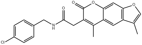 N-[(4-chlorophenyl)methyl]-2-(3,5-dimethyl-7-oxofuro[3,2-g]chromen-6-yl)acetamide Struktur