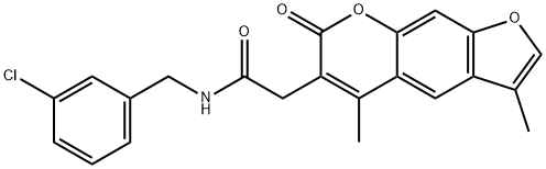 N-[(3-chlorophenyl)methyl]-2-(3,5-dimethyl-7-oxofuro[3,2-g]chromen-6-yl)acetamide Struktur