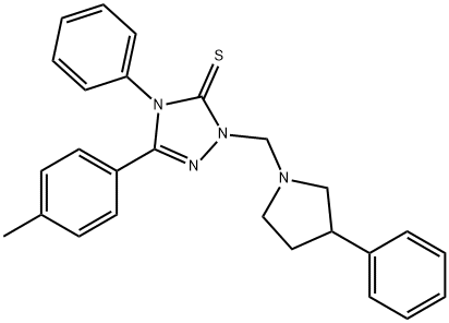 5-(4-methylphenyl)-4-phenyl-2-[(3-phenylpyrrolidin-1-yl)methyl]-1,2,4-triazole-3-thione Struktur