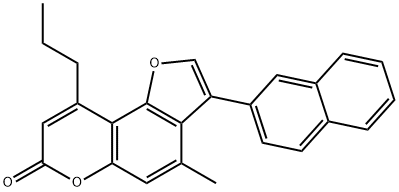 4-methyl-3-naphthalen-2-yl-9-propylfuro[2,3-f]chromen-7-one Struktur