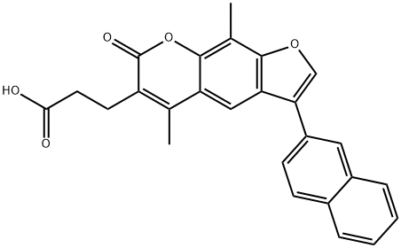 3-(5,9-dimethyl-3-naphthalen-2-yl-7-oxofuro[3,2-g]chromen-6-yl)propanoic acid Struktur